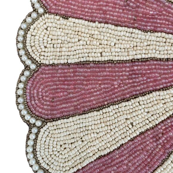 TIRAMISU HANDMADE Pink Glass Beaded Placemat Set of (2) NEW - Picture 7 of 10